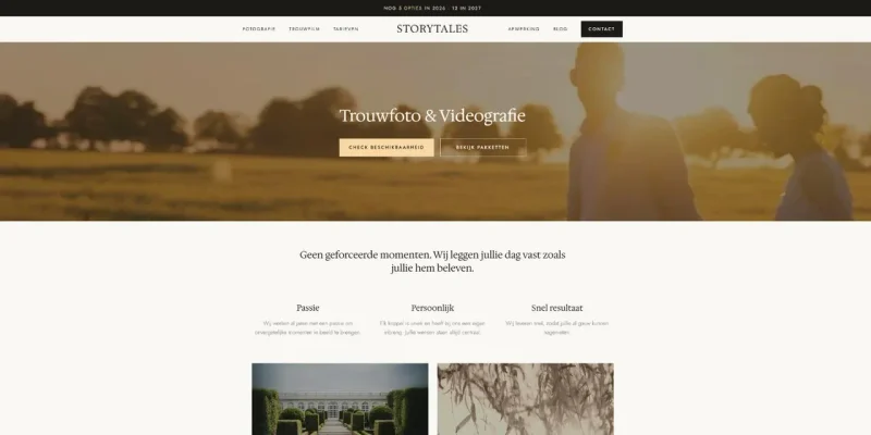 Screenshot van de website van Storytales